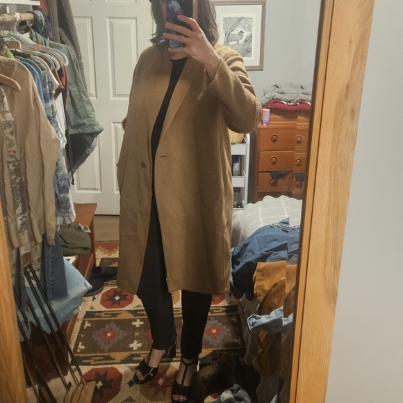 Uniqlo Wool blend cocoon pea coat medium - Picture 7 of 7